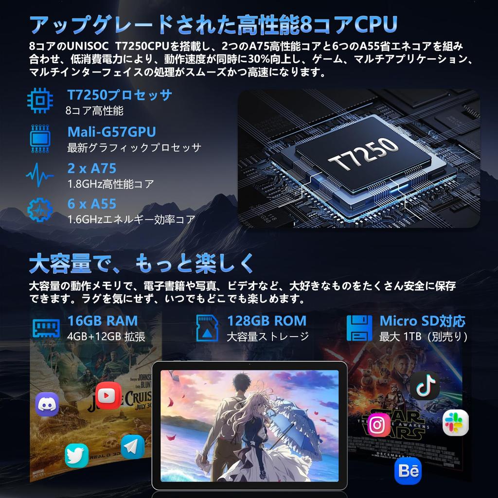 Hasskya M30 Android 16 with 16GB RAM 128GB Face Gemini FM Wireless Widevine L1 Japanese Specification Sheet Tablet, 10-inch, Wi-Fi Model, GPS, + ROM,
