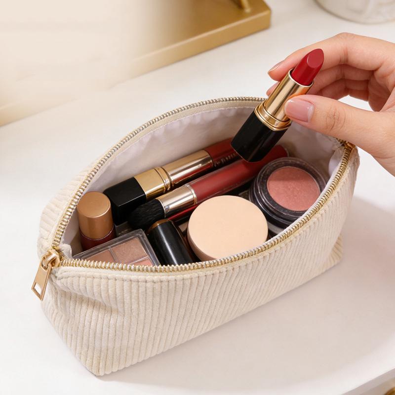 Multi-Purpose Corduroy Storage Bag Cosmetic Bags Portable Travel Makeup Bag Cosmetics Organizer Coin Purse Stationery Bag