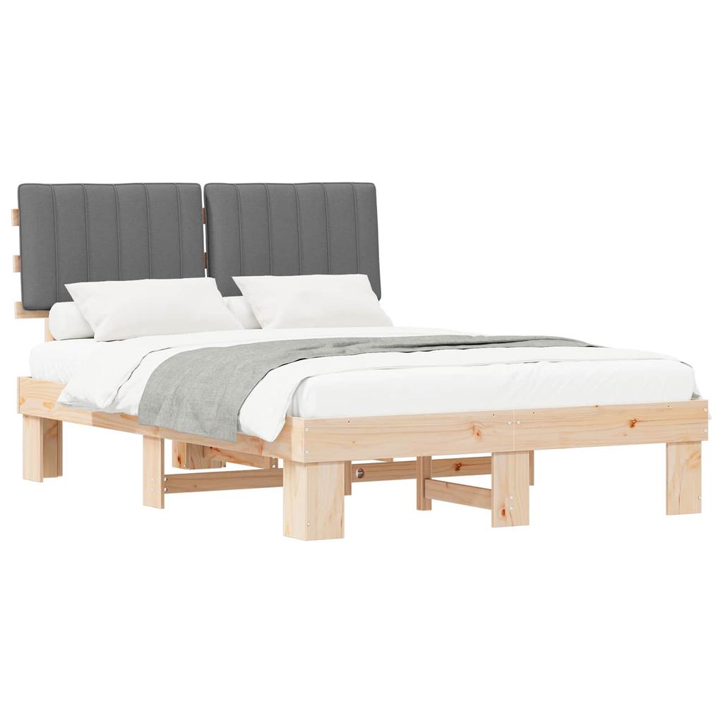 Bed Frame with Upholstered Headboard Light Grey 140 x 190 cm