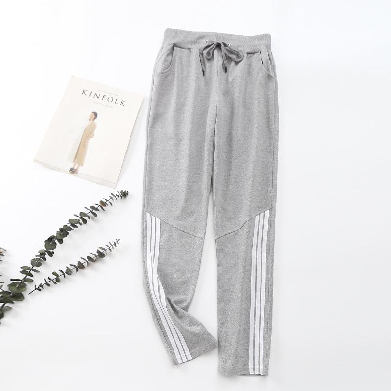 New Women's Slim Straight Casual Sweatpants - Spring & Autumn Style, Loose Fit, Cotton, Solid Color, Trendy Large Size