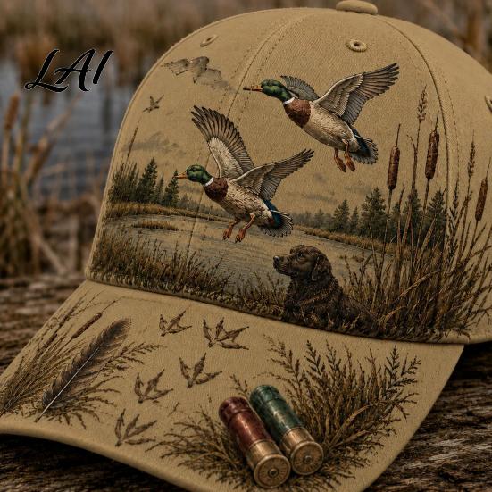Copricapo Stile Outdoor Americano Cappellino da Baseball Vintage da Caccia Cappello con Fantasia Cane da Caccia Traspirante Assorbi Umidità Unisex Cappellino Regolabile per Viaggi Quotidiani