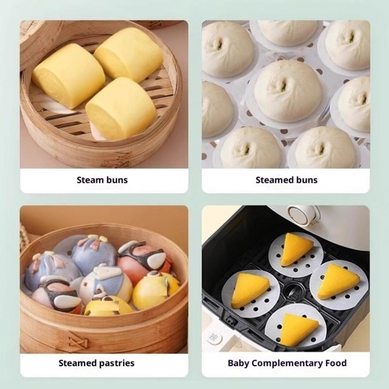 100/400 Stück Einweg-Dampfpapier Backpapier Silikonölpapier Antihaft-Dampfbeständiges Papier Dampfgitter für Brötchen