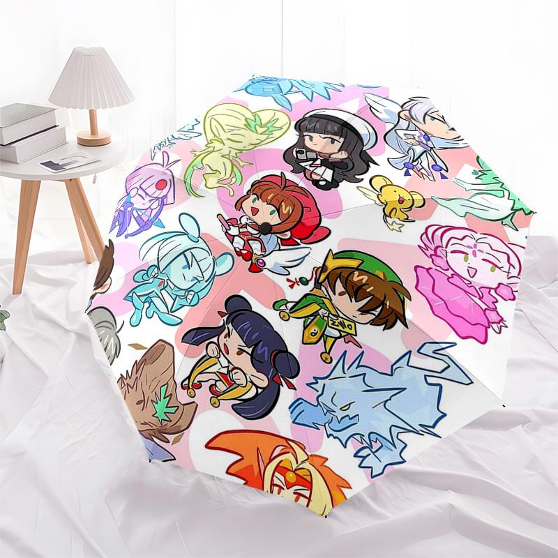 1 Stück Outdoor-Schirm mit Chibi-Charakteren | Automatisches Öffnen & Schließen | Tragbares 3-fach faltbares Design | 8-Speichen-Eisenrahmen | Perfektes Geschenk für Fans, Tra