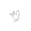 Fashion Adjustable Open Acrylic Crystal Butterfly Ring For Women Silver Color Zircon Finger Ring Party Jewelry