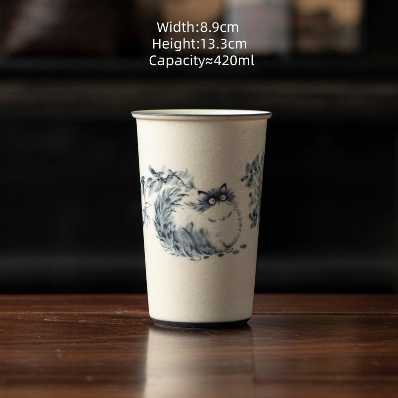 

420Ml Big Capacity Chinese Teacup Cola Cup Cute Cat Beautiful Teacup Cat Teaware Master Cup KungFu Tea Cup Drinking Tea 400-600ml