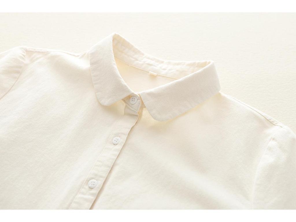 Autumn & Winter Pure Cotton Brushed Doll Collar Women's Solid Color Base Layer Shirt 8380