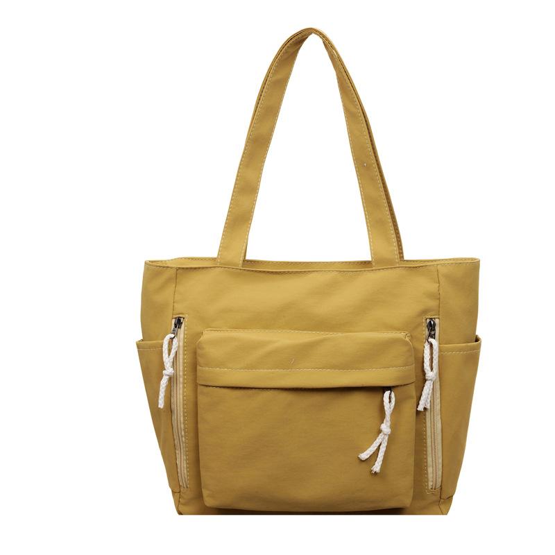 

Solid Color Large Capacity Tote Bag Women s Hand Carrying Shoulder Bag Student Class Classes жовтий