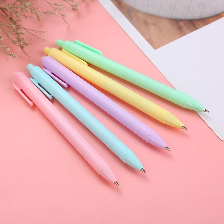 Retractable Gel Ink Pens 0.5mm Fine Point Morandi Macaron Colored Barrel Signing Ballpoint Pen Student Office Stationery