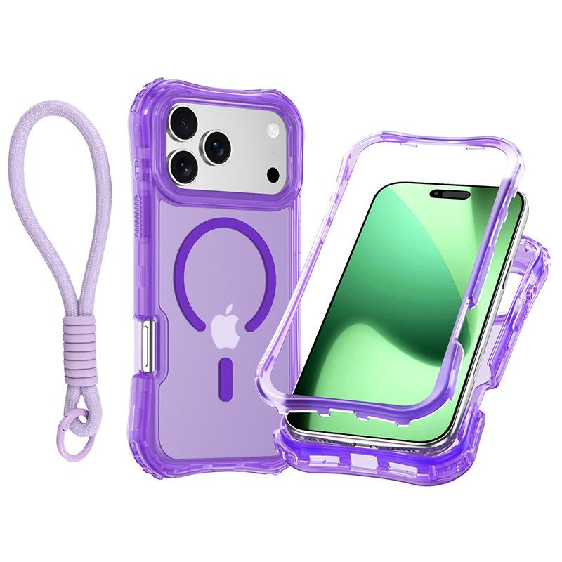 

Beautiful Waist and Skin-feeling Magnetic Phone Case with Hand Strap for IP17promax Frosted Semi-transparent Phone Case For iPhone 16e