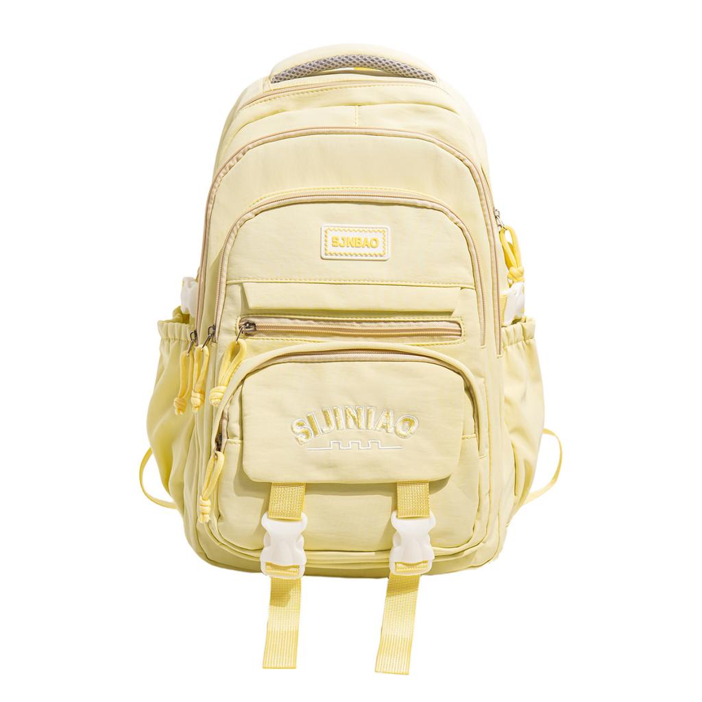 Schoolbag New Campus Style High Value Large Capacity School Bag Fashion Versatile Solid Color Backpack Wide Shoulder Strap Lightweight Backpack Women