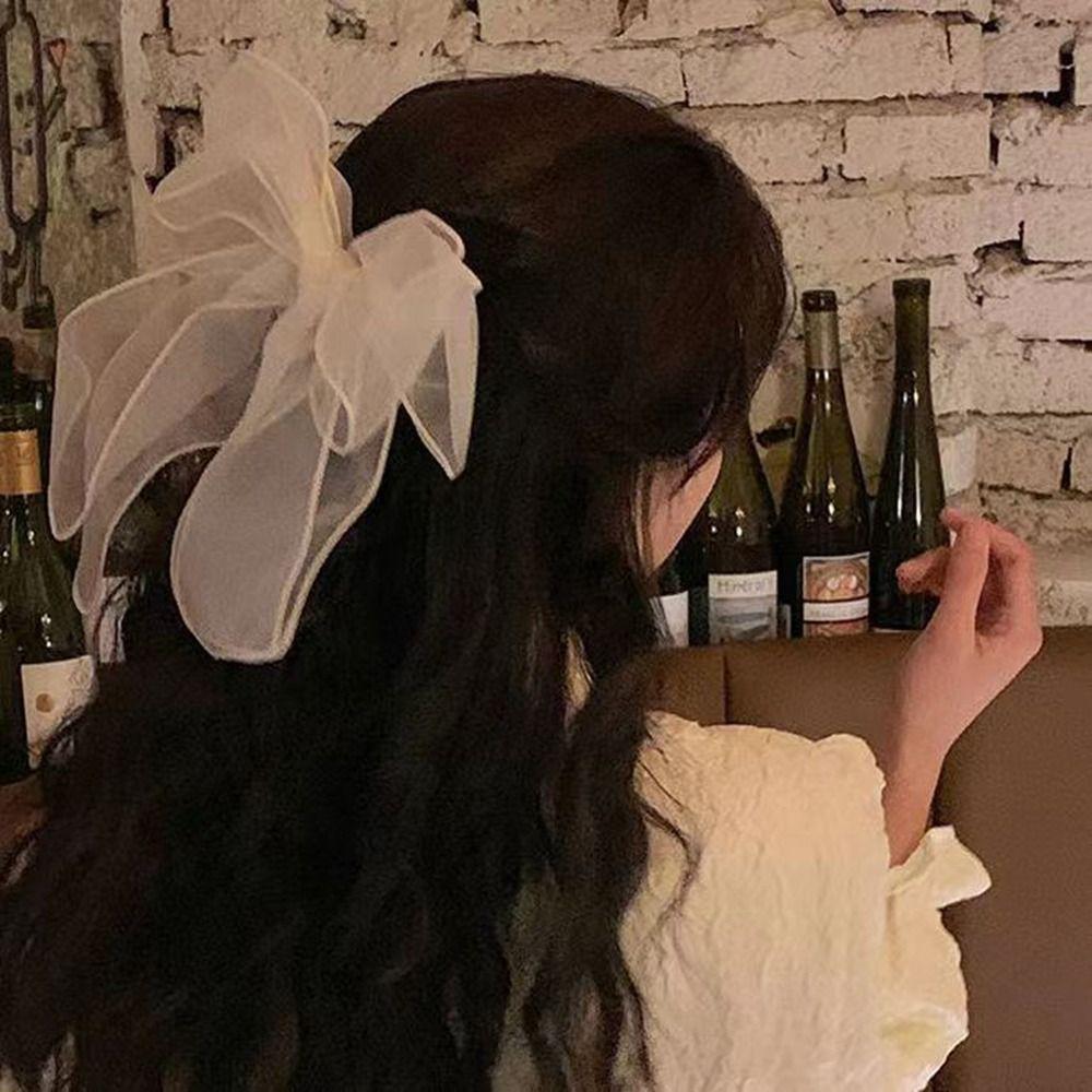 Headwear Korean Style Headwear Ribbon Bowknot Female Hair Accessories Balletcore Bow Hair Clip
