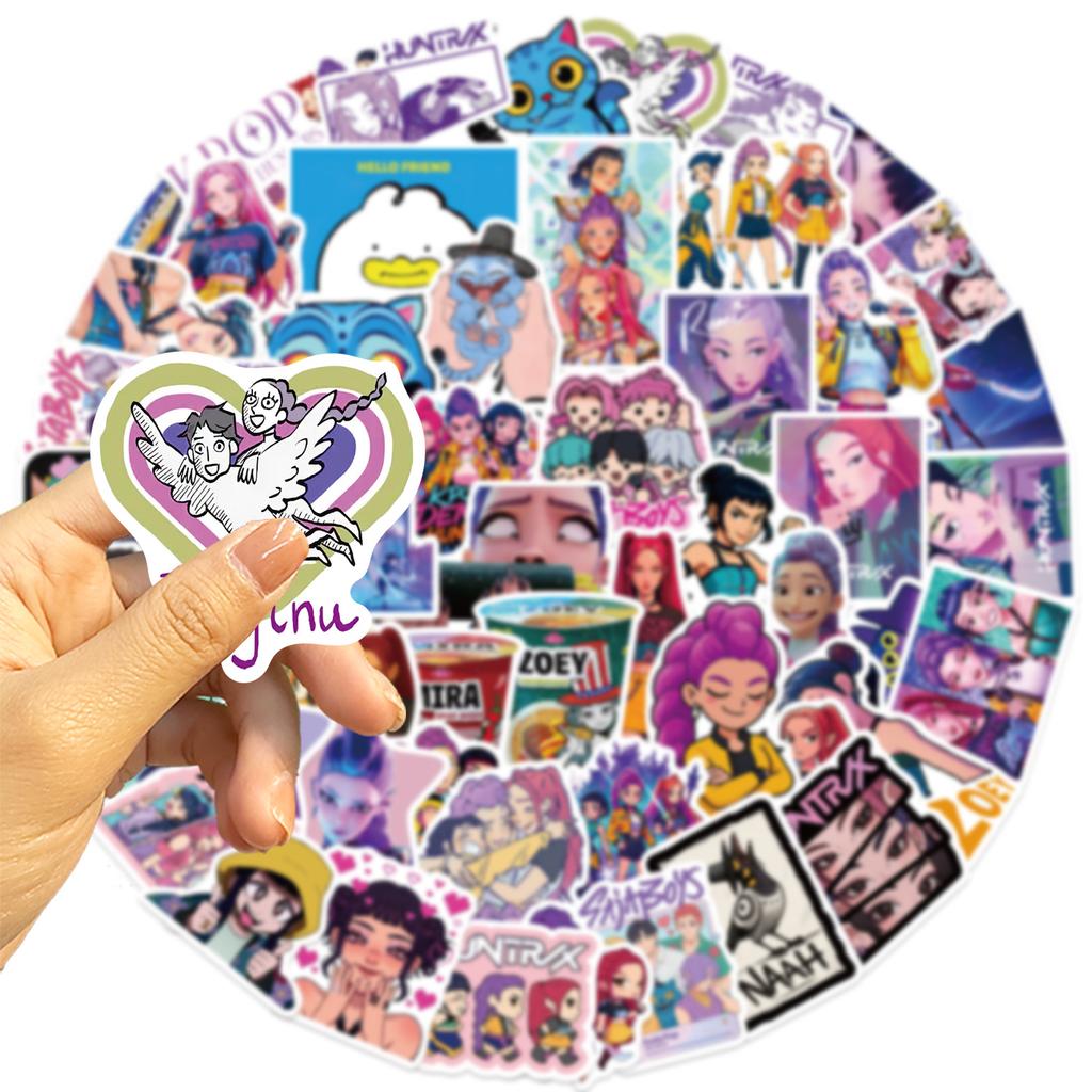 60 Cartoon KPop Demon Hunters Anime Graffiti Stickers for Guitar, Notebook and Suitcase DIY Waterproof Stickers