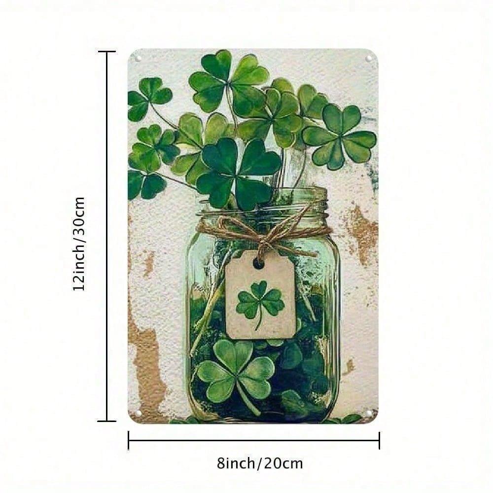 Luck of the Irish Metal Sign, 2D Clover Pub Decor for St. Patrick's Day, Farmhouse Wall Art for Home, Man Cave, Garage & Festival
