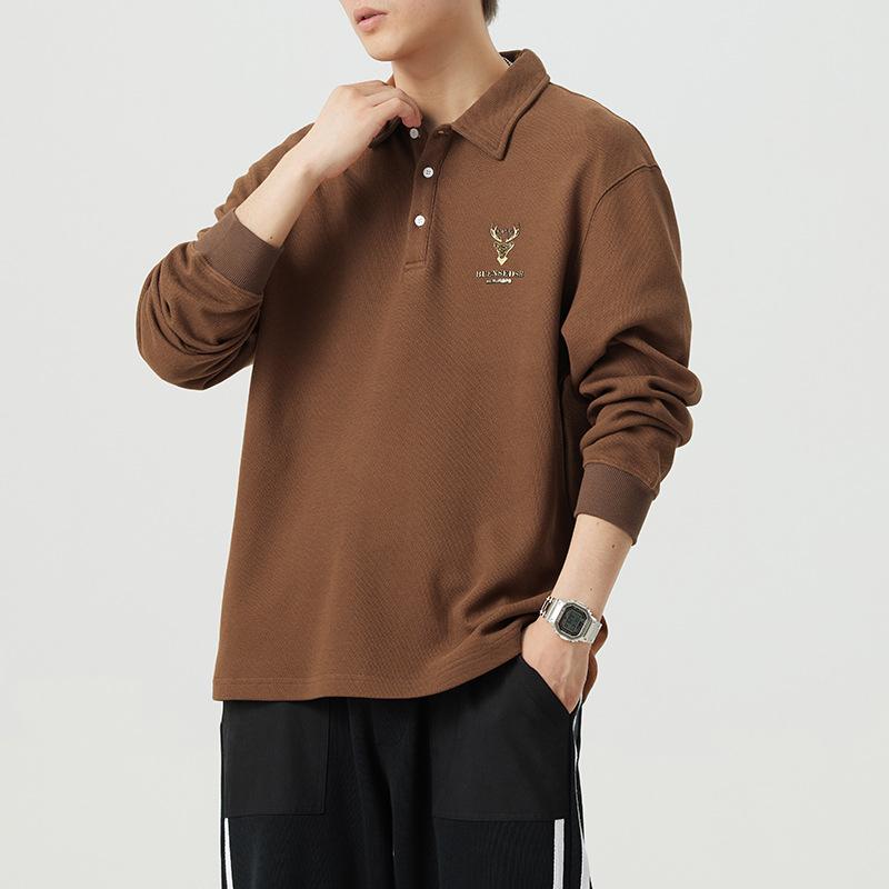 Осенне-зимняя американская ретро-тяжелая рубашка-поло — фото 3