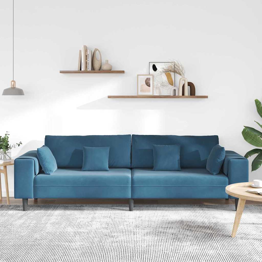 Blue Sofa 250 X 77 X 76 Cm Velvet