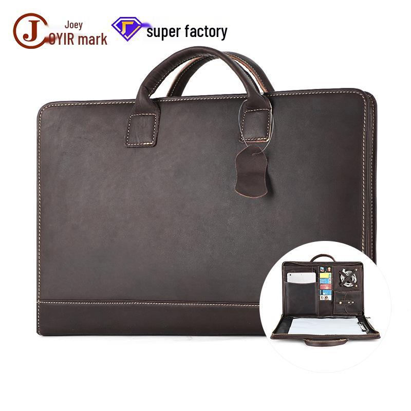 New Genuine Leather 15.6" Briefcase: Multifunctional Laptop Bag & Business Handbag for Men