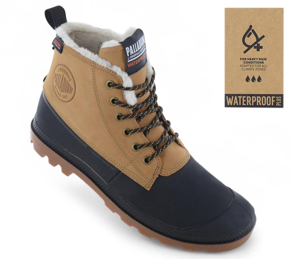 Palladium Pampa Duck WL WP+ Waterproof - Winter Boots Brown Lined 79547-254-M ORIGINAL