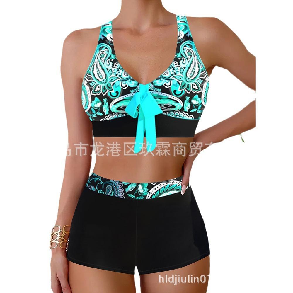 New Swimsuit Women's Split Large Size Flat Angle Women's Skirt Bikini Print Swimsuit