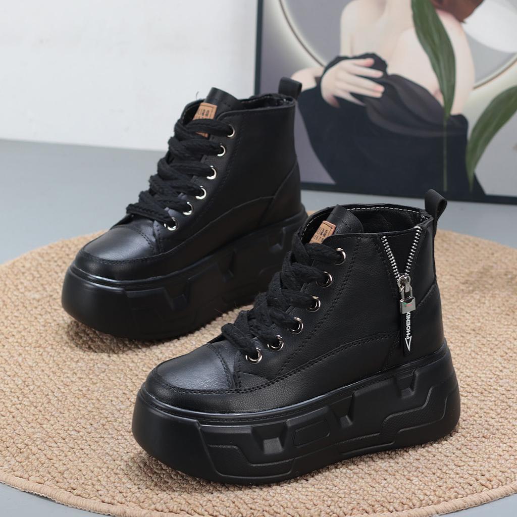 Mode 8CM Platå Sneakers för Kvinnor Höga Skor Kilklack Ankelstövlar Kvinnor Fritidsskor Vita Sneakers Promenadskor