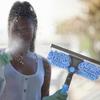 Manual Window Squeegee Cleaning Kit with Extension Pole Long Pole Stainless Steel Chenille Cloth Glass Wiper Scrubber