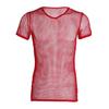 Men V-Neck Color Short Sleeve Hollow Tops Breathable Casual Style Tops