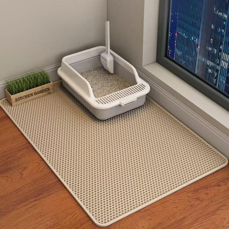 Cat Litter Mat 2-Layer Design Premium Sand Trapping Technology Waterproof Base Non-Slip Pet Floor Protector for Indoor Kittens
