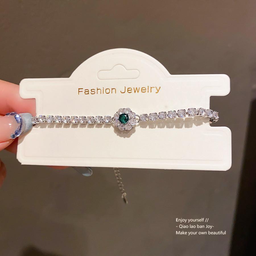 Floral Zirconia Pendant Bracelet For Women Elegant Summer Jewelry Gift For Ladies