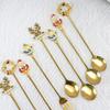 Plated Design Christmas Stirring Spoon 4PCS Set Holiday Tableware Set  New Year Party