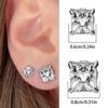 TK Simple Style Zirconia Square Stud Earrings – Four-Prong Water Cube Design