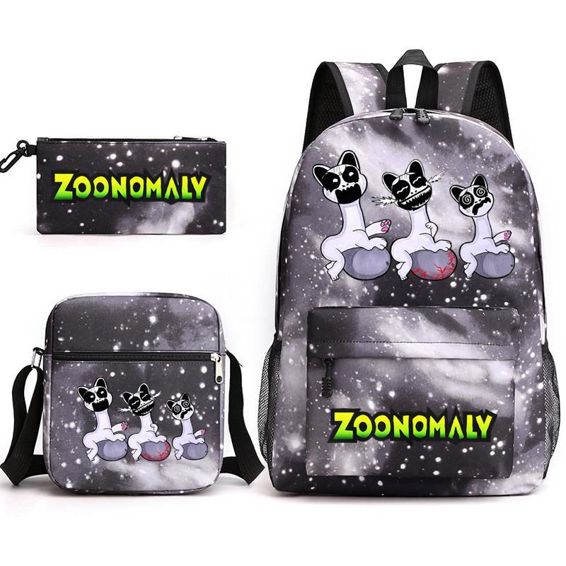 Deformed Zoo School Bag Male and Female Students Three-piece Large Capacity Backpack