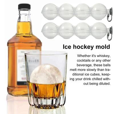 Eiskugelmacher, runde Eiswürfelform mit 4 Löchern, leicht zu befüllen und freizugeben, Eiskugelmacher mit Silikonabdeckung für Whisky-Cocktails