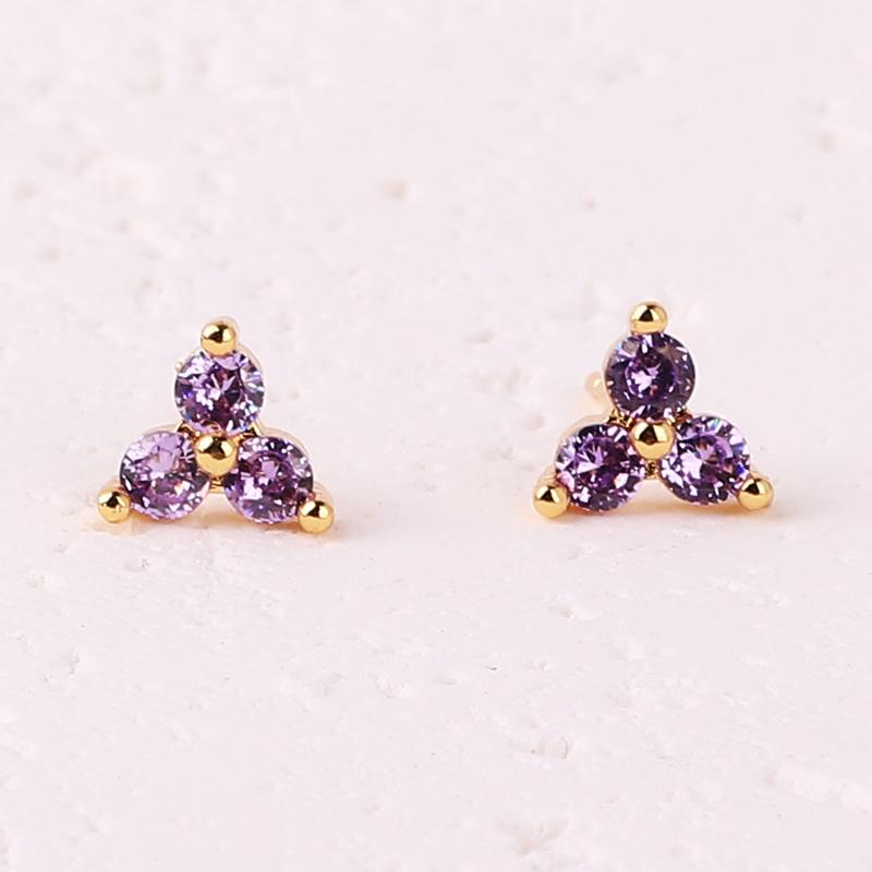Gold Filled Stud Earrings For Women Bling Cute Color CZ Zircon Piercing Women's Earrings 2026 Fashion Jewelry Wholesale