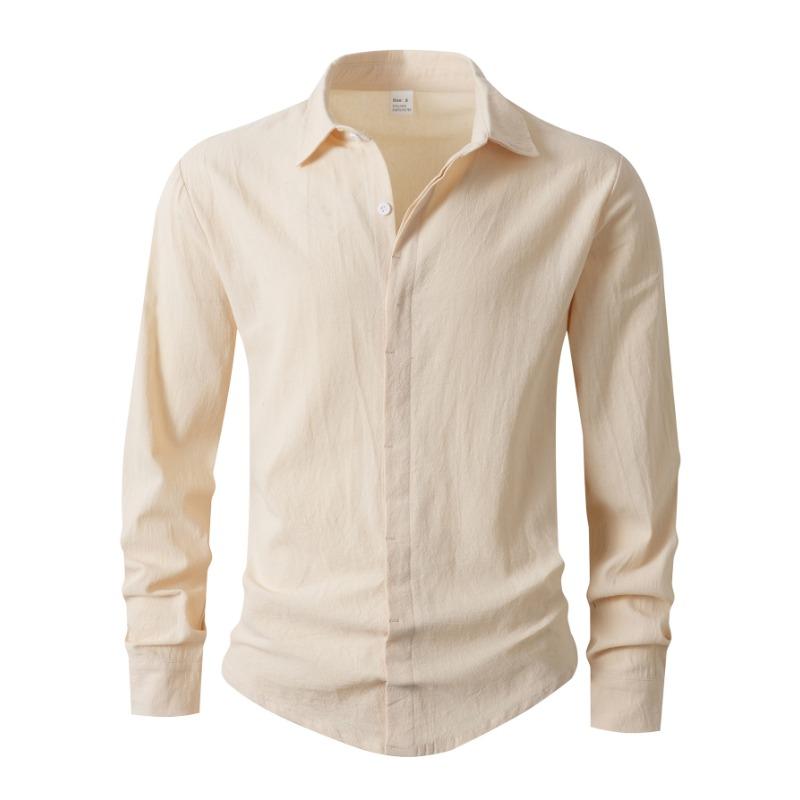 Solid Color Commuting Casual Sports Long-sleeved Shirt Spring and Autumn Lapel Men's Simple Personality
