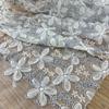 Ins Style Grey Blue Lace Mesh Fabric 3D Flower Embroidery Thread Sequin Tulle Fabric For Diy Sewing Dress Costume Wedding Veil