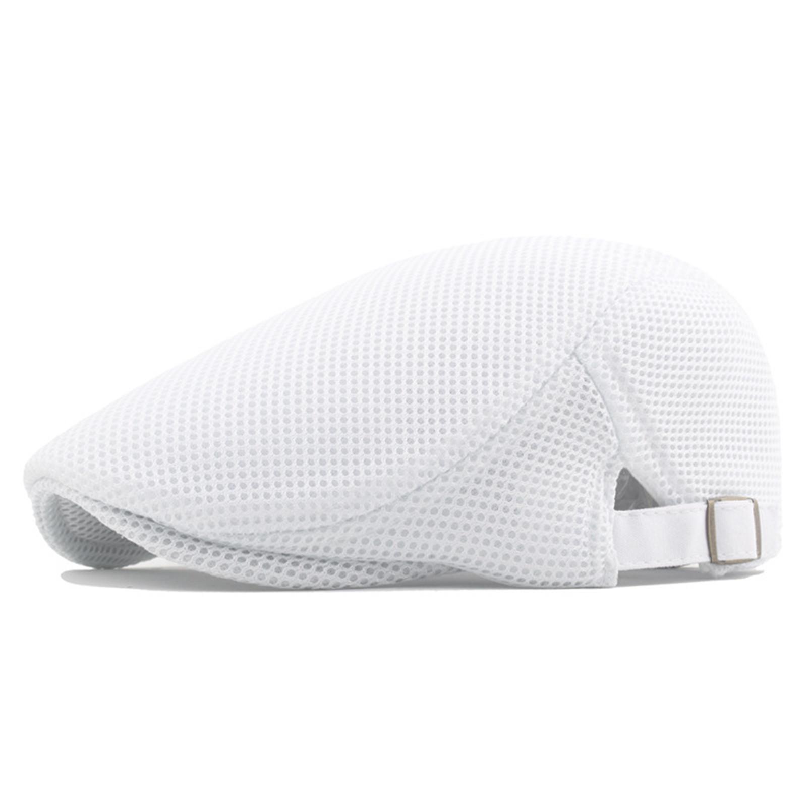 

Men Mesh Color Hollow Breathable Sunscreen Forward Hat Flat Cap білий