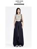Women's American-Style Dark Blue Summer Jeans - Light, Straight-Leg, Loose Wide-Leg Pants
