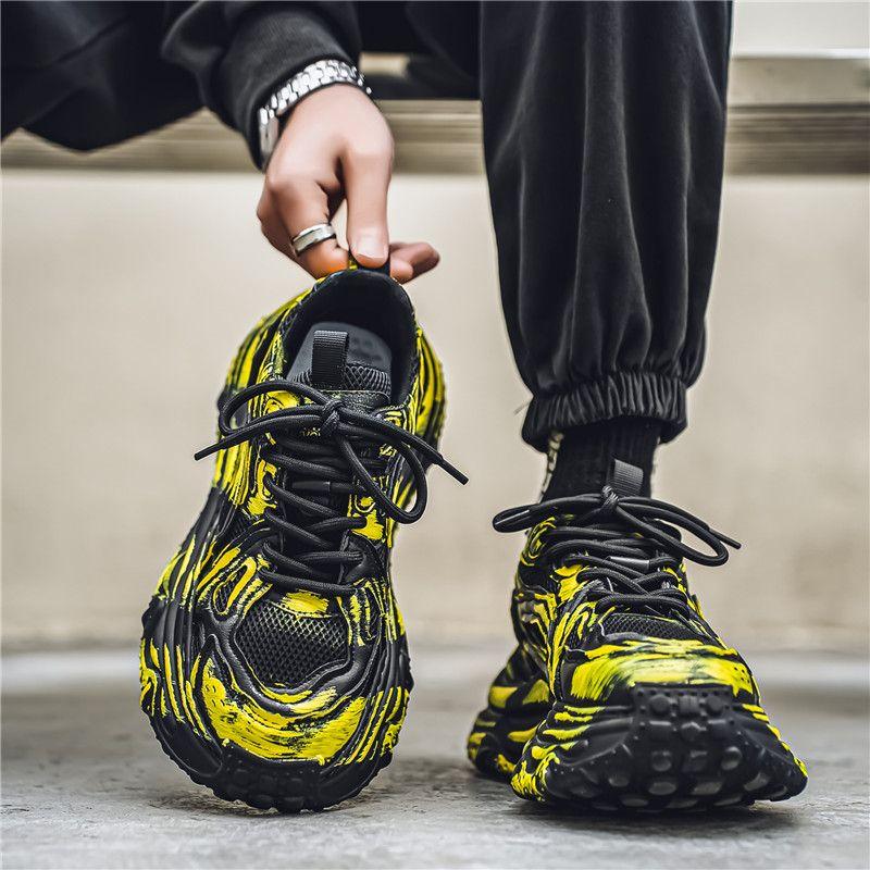 Fashion Miked Colour Thick Platform Male Sports Shoes Low-Top Light Stylish Breathable Cheap Liquidation Athletic Men's Casual Sneakers