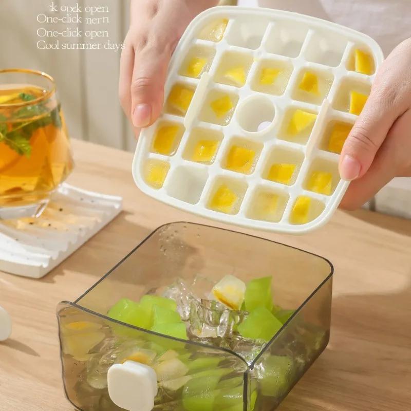 48 przegród Wiaderko na kostki lodu Tacka Wielokrotnego użytku Forma do lodu do lodówki z łatwym uwalnianiem jedną ręką Domowy pojemnik do przechowywania lodu na napoje