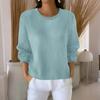 Women's Fashionable Casual Knitted Top Loose-Fit Solid-Colour Long-Sleeved Jumper