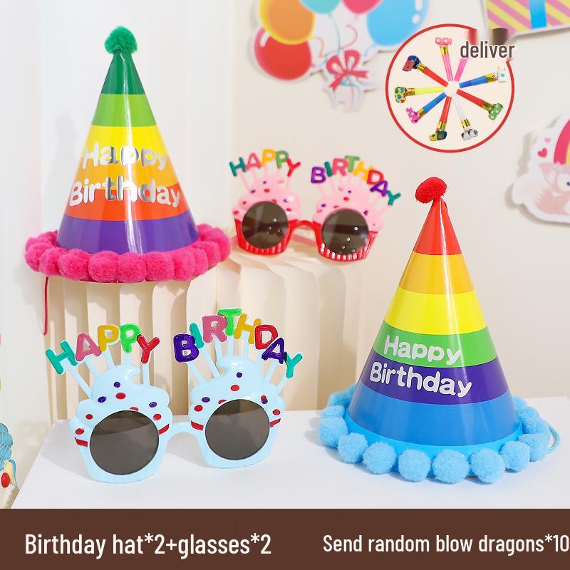 First Birthday Girl Photo Props Set: Hat, Glasses, and Creative Decorations