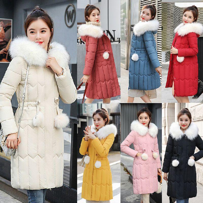 Outwear Winter Parka Coats Women Warm Long Coat Fur Collar Hooded Jacket Slim