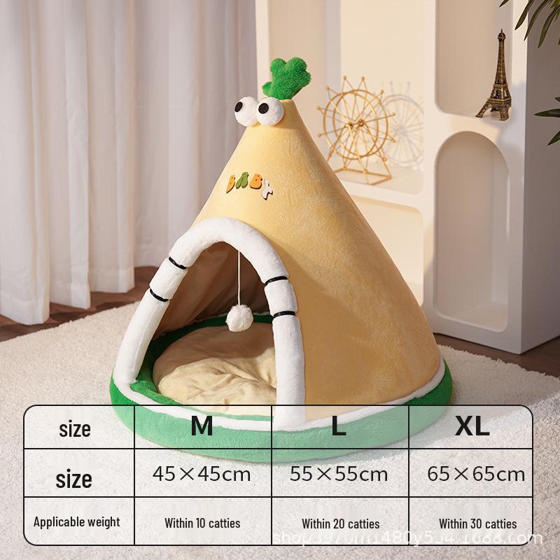 

Cozy Enclosed Cat Nest: All-Season Warm Tent for Multiple Cats Yellow M