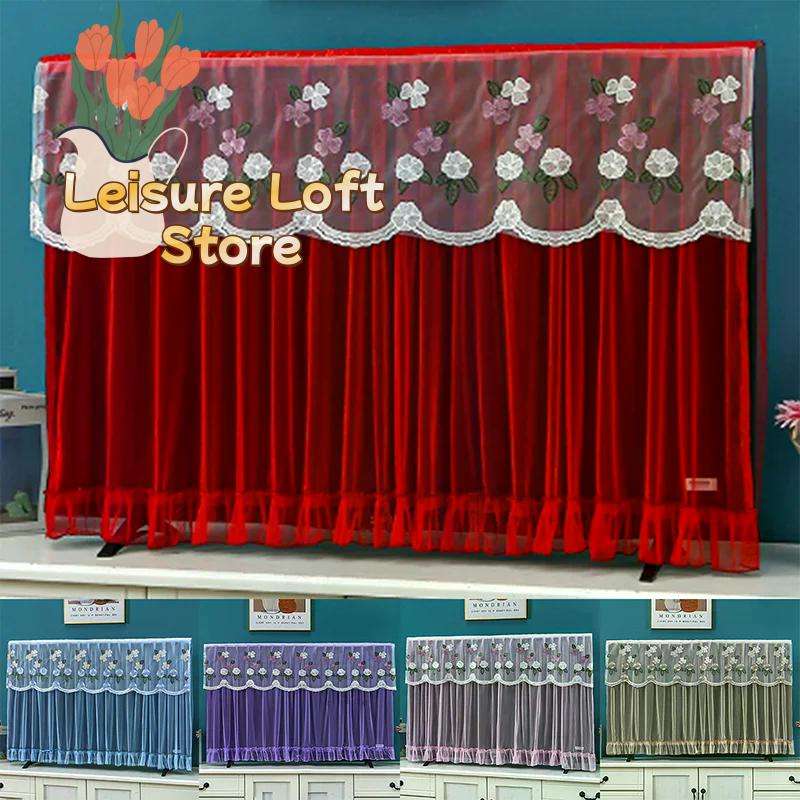 Elegant Embroidered Lace TV Dust Cover - Breathable 32/42 Inch LCD Screen Protector for Wall Mounted & Flat Screen TVs