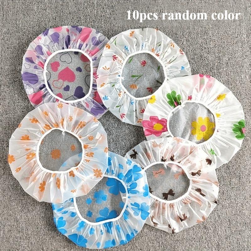 5/10pcs Adjustable Printed Shower Caps, Reusable, with Elastic Band, Suitable for Women's Spa Salons Women Shower Cap Shower Hat