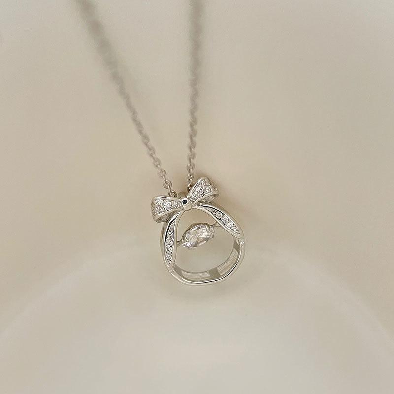 Flash Diamant Kulatý Diamant Agilní Zirkon Mašle Náhrdelník Klíční kost Řetízek Super Víla Nika High-end Smysl