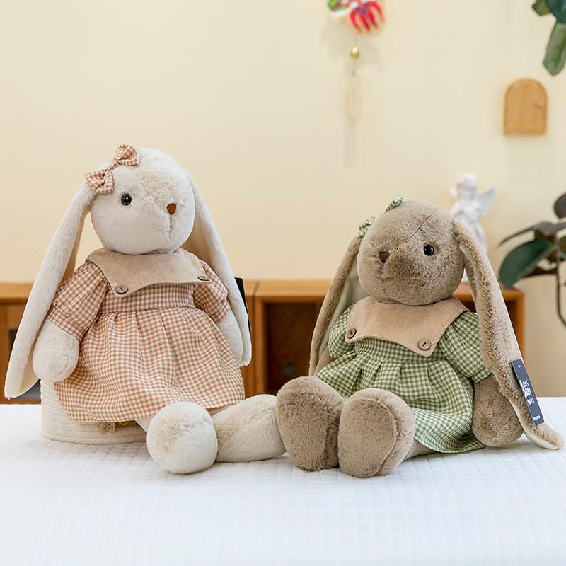 Adorable Hugging Bunny Plush Toy In Cute Coffee Color With Long Ears For Kids