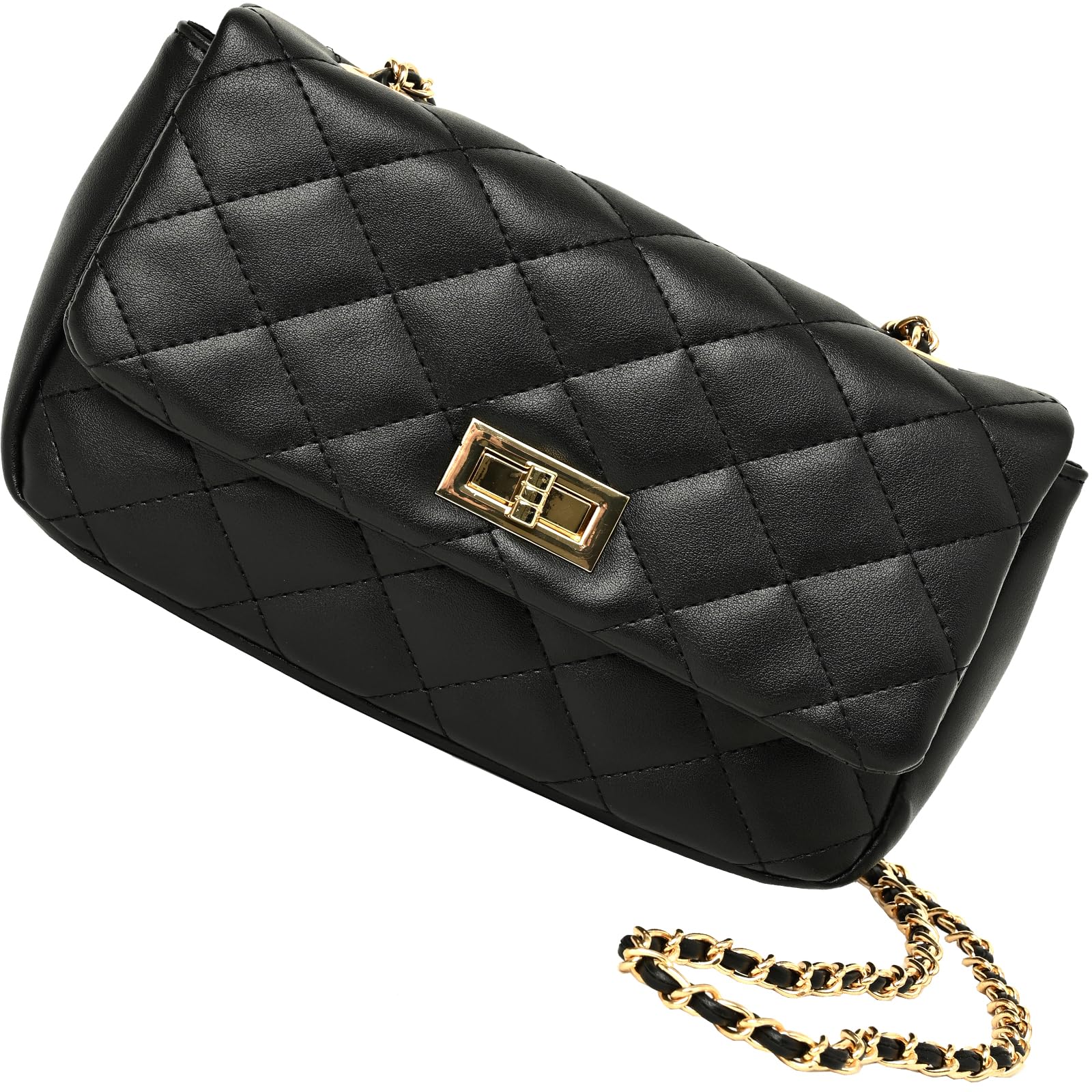 

Black Quilted Diamond Chain Bag Shoulder Bag Mini Shoulder [FashionBerry] 1010250-F-141 чорний