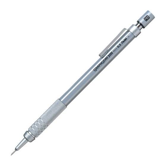 Pentel GraphGear 500 Mechanical Pencil, 0.5mm, Silver
