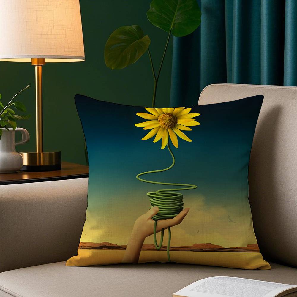 SSalvador Dali Pillow Case Short Plush Print Cushion Cover Square Throw Pillow Covers Sofa Home Decor 40x40cm 16x16in