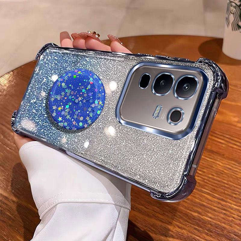 For infinix Note 50 Pro Plus 50X 50S Hot40i Tecno Spark 20 pro C Go 2024 Case With Holder Shockproof Full Protection Shiny Cover